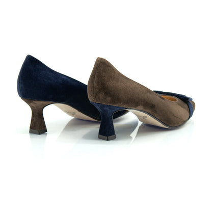 Décolleté asimmetriche Figini 21277 blu e testa di moro, dietro