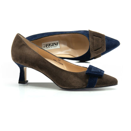 Décolleté asimmetriche Figini 21277 blu e testa di moro, profilo