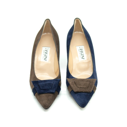 Décolleté asimmetriche Figini 21277 blu e testa di moro, sopra