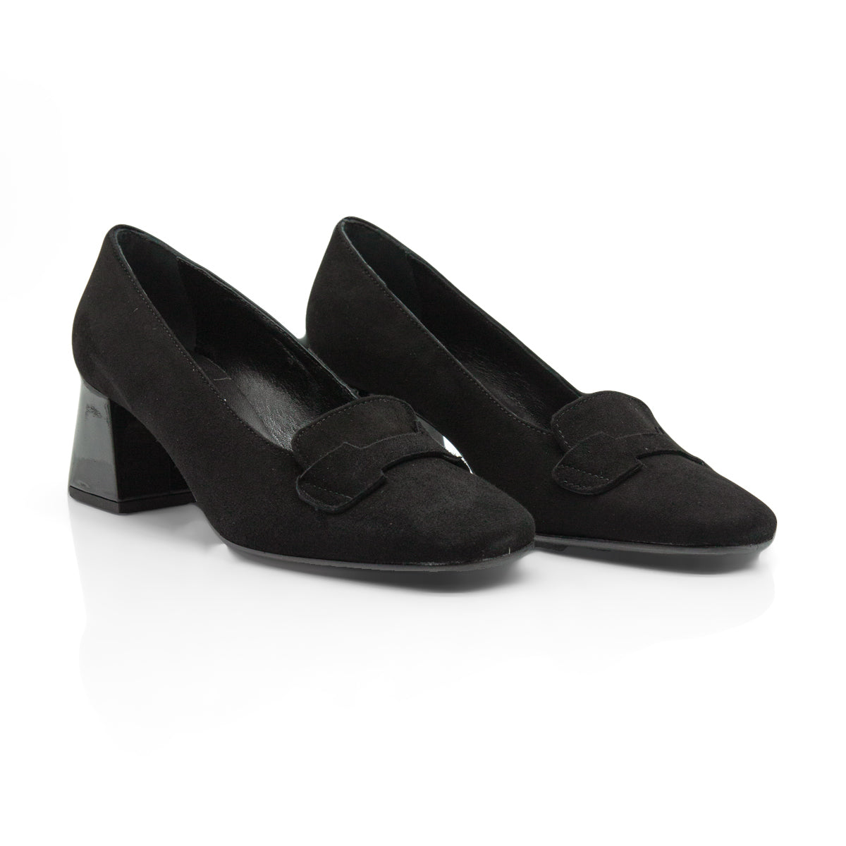 Figini - Décolleté accollati 6679 in camoscio nero, vista davanti