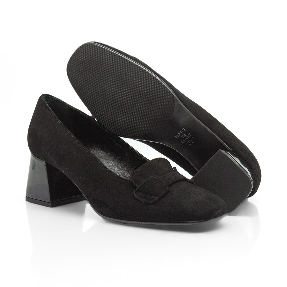 Figini - Décolleté accollati 6679 in camoscio nero, vista suola