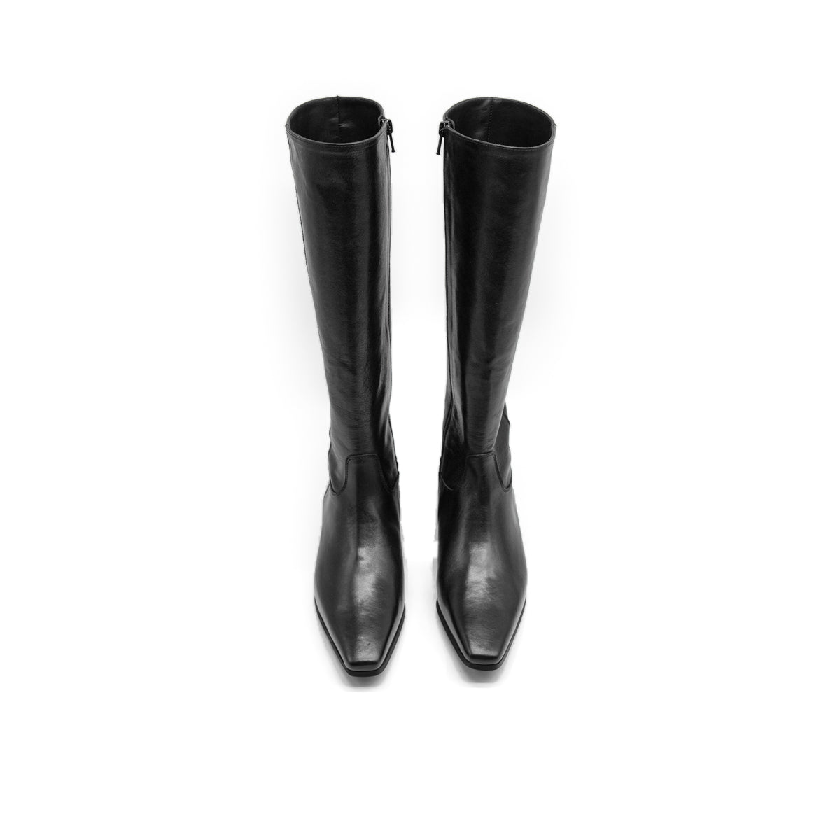 Figini - Tapered-toe boots in black tumbled nappa leather with 3 cm heel