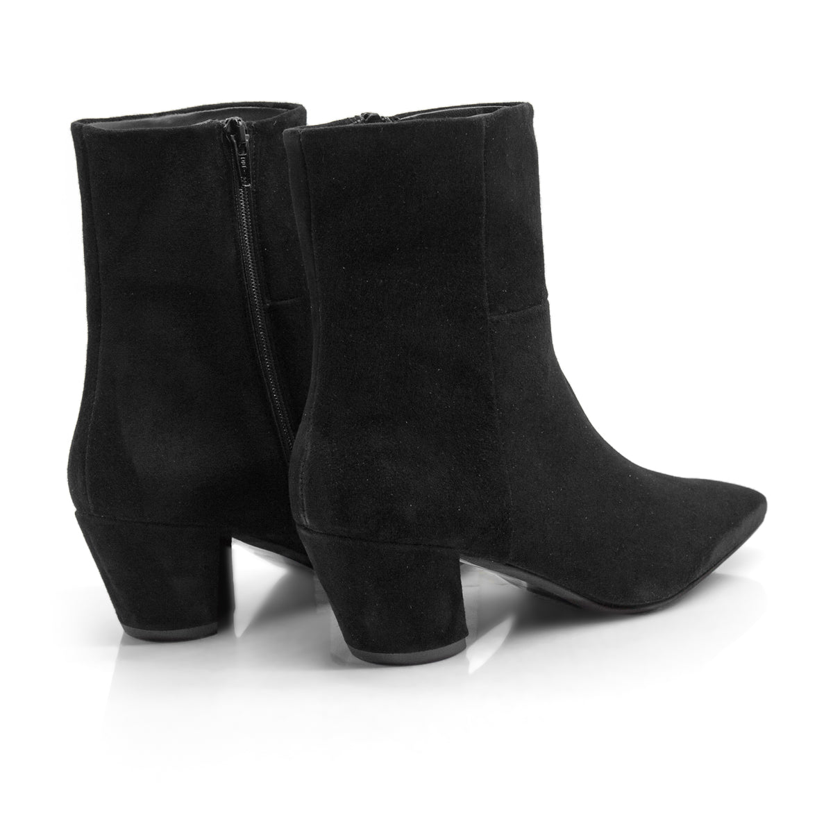 Figini - Tapered-toe ankle boots in black suede with a 5 cm heel