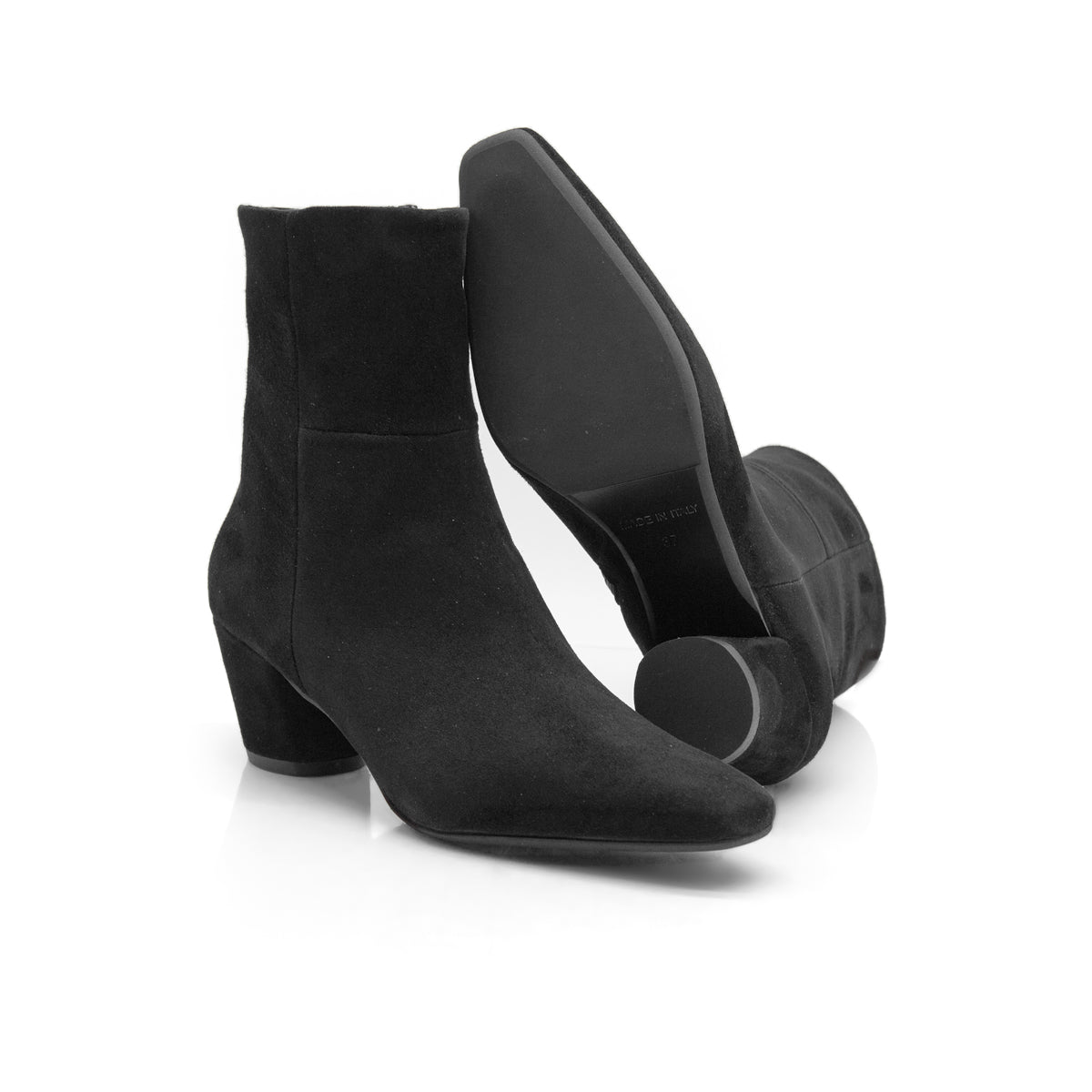 Figini - Tapered-toe ankle boots in black suede with a 5 cm heel