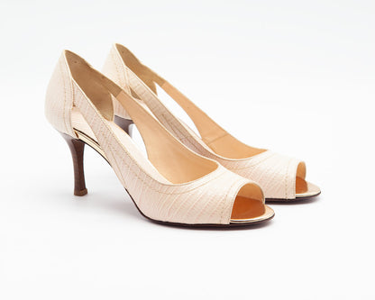 Figini - Décolleté Open Toe in cocco e tacco di 7 cm Rosa