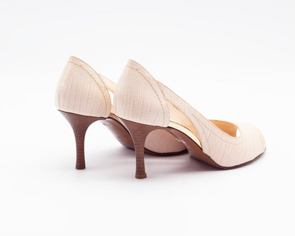 Figini - Décolleté Open Toe in cocco e tacco di 7 cm Rosa