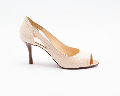 Figini - Décolleté Open Toe in cocco e tacco di 7 cm Rosa