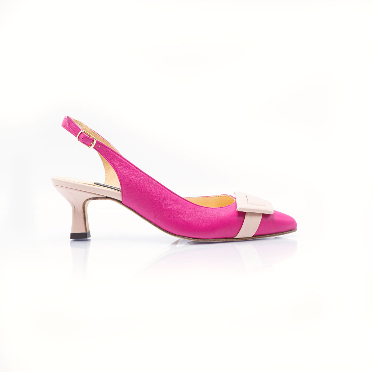 Figini - Slingback Asimmetriche con tacco di 5cm Fucsia - Rosa