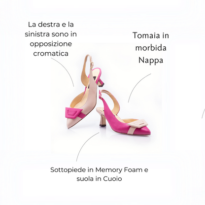 Figini - Slingback Asimmetriche con tacco di 5cm Fucsia - Rosa