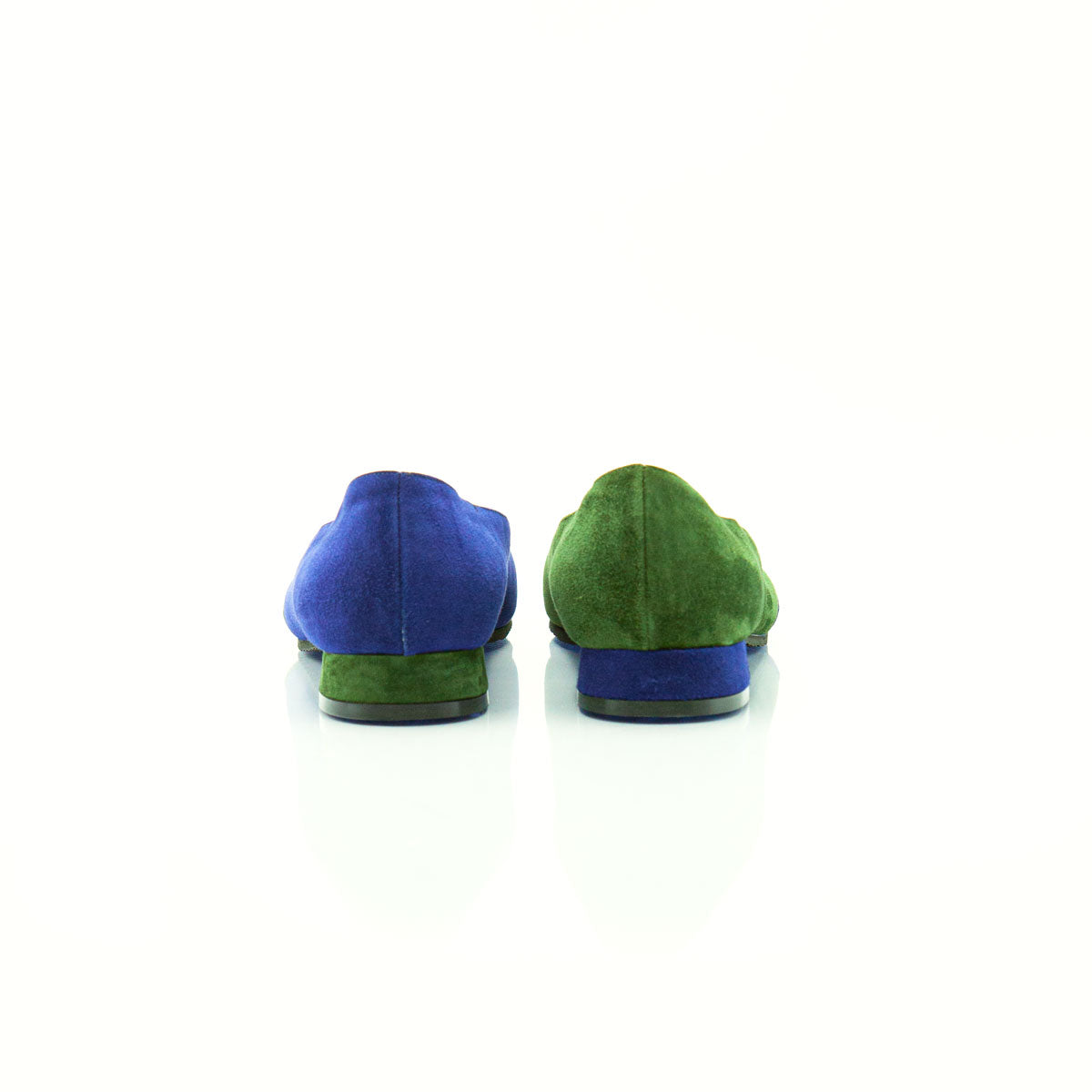 Figini - Décolleté asimmetriche con tacco di 2 cm in camoscio blu - verde