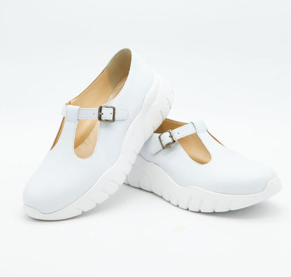 Figini - Sneakers Mary Jane in Nappa Bianca