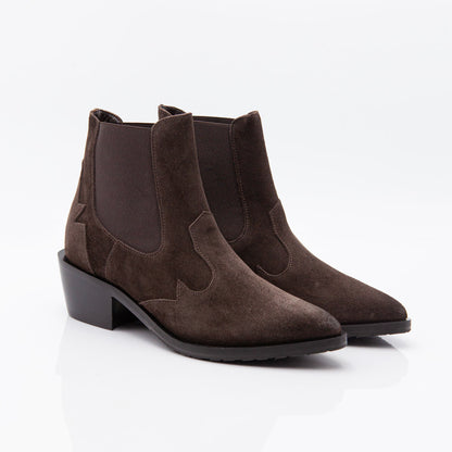 Figini- Dark Brown Low Texan Boots with 5 cm Heel