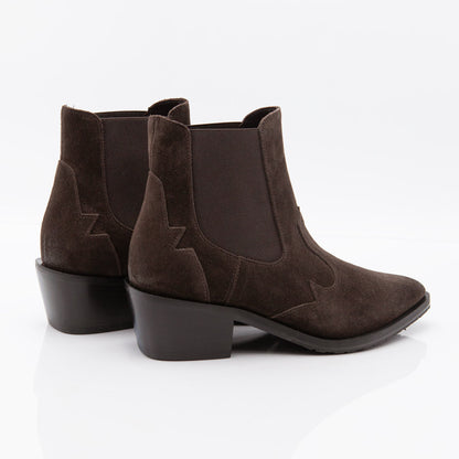 Figini- Dark Brown Low Texan Boots with 5 cm Heel