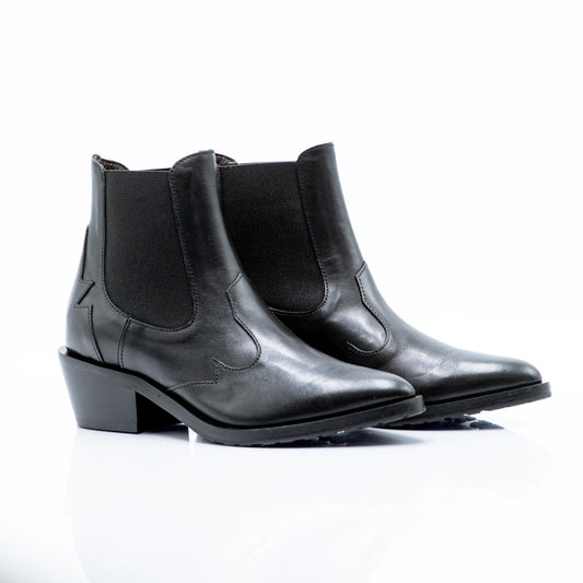 Figini- Black Low Texan Boots with 5 cm Heel