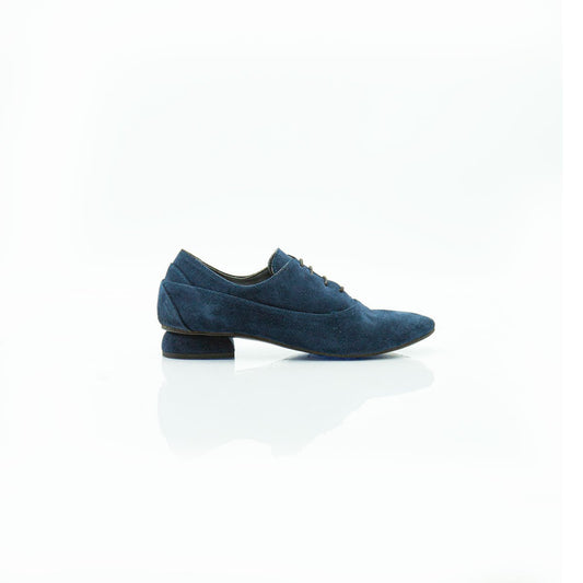 Figini - Allacciata guanto con tacco 2 cm in Camoscio Blu - Figini Milano