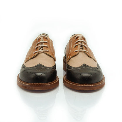 Figini - Allacciate Derby Coda di Rondine in Nappa Nero Beige Cuoio - Figini Milano