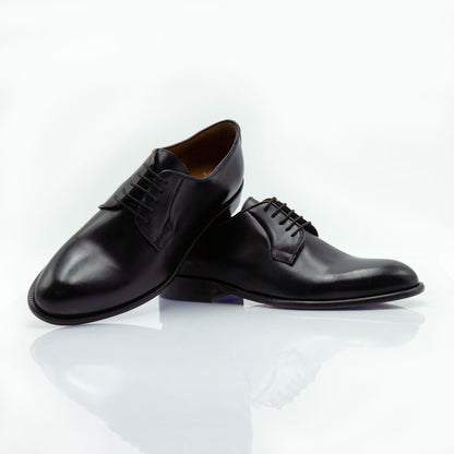 Figini - Allacciate Derby con suola cuoio in Crust nero - Figini Milano