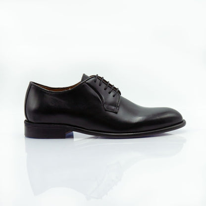Figini - Allacciate Derby con suola cuoio in Crust nero - Figini Milano