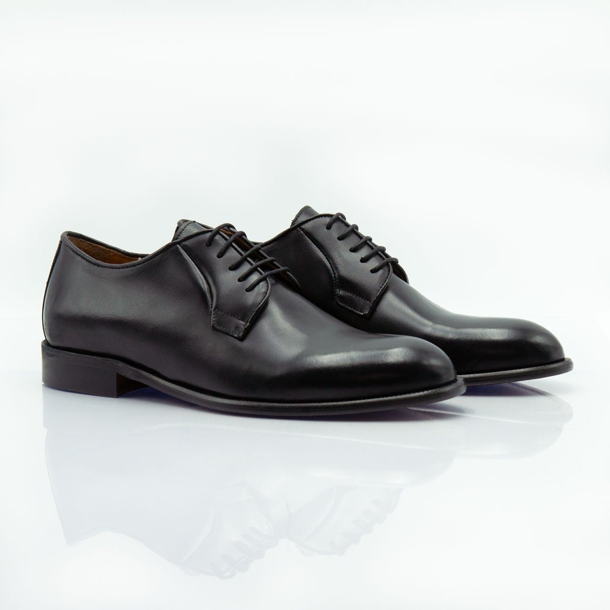 Figini - Allacciate Derby con suola cuoio in Crust nero - Figini Milano