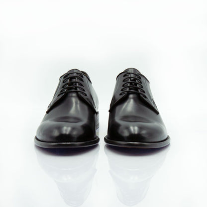 Figini - Allacciate Derby con suola cuoio in Crust nero - Figini Milano