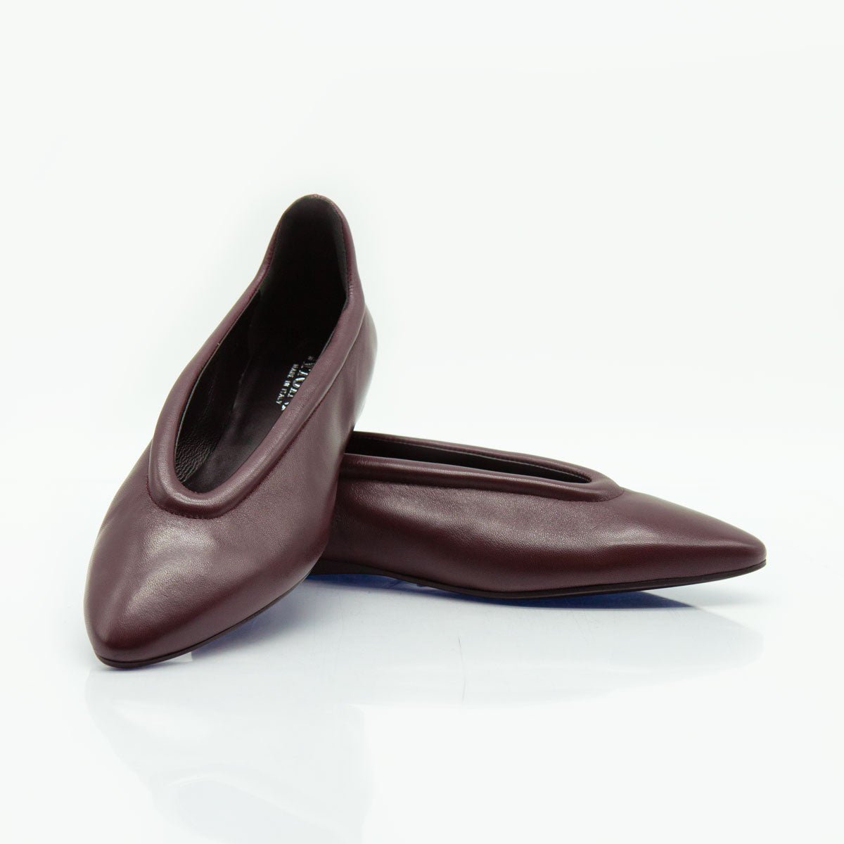 Figini - Ballerina mimimal con zeppa interna in nappa guanto bordeaux - Figini Milano