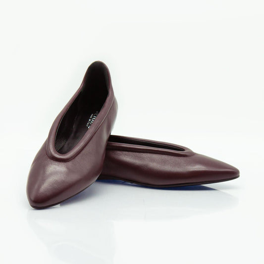 Figini - Ballerina mimimal con zeppa interna in nappa guanto bordeaux - Figini Milano