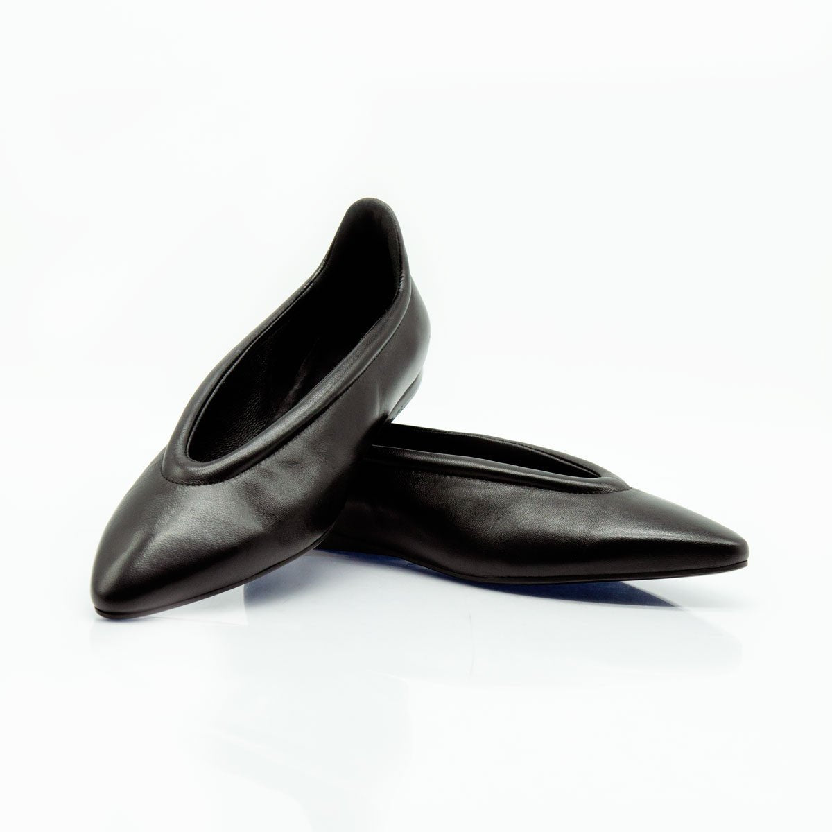 Figini - Ballerina mimimal con zeppa interna in nappa guanto nera - Figini Milano