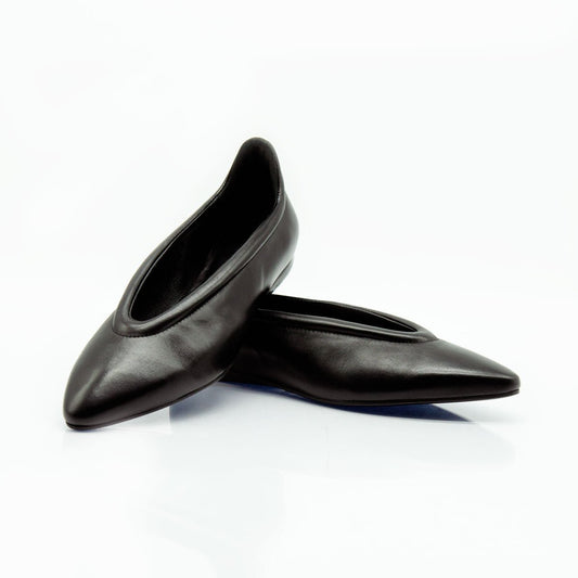 Figini - Ballerina mimimal con zeppa interna in nappa guanto nera - Figini Milano