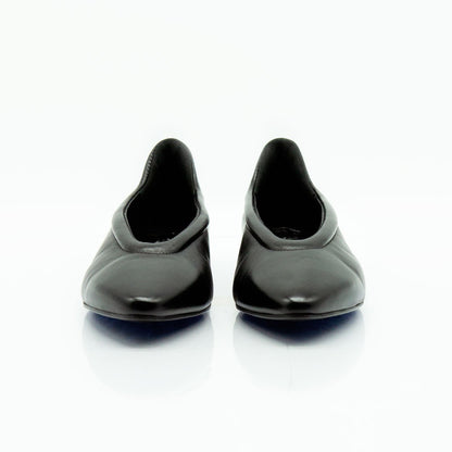 Figini - Ballerina mimimal con zeppa interna in nappa guanto nera - Figini Milano