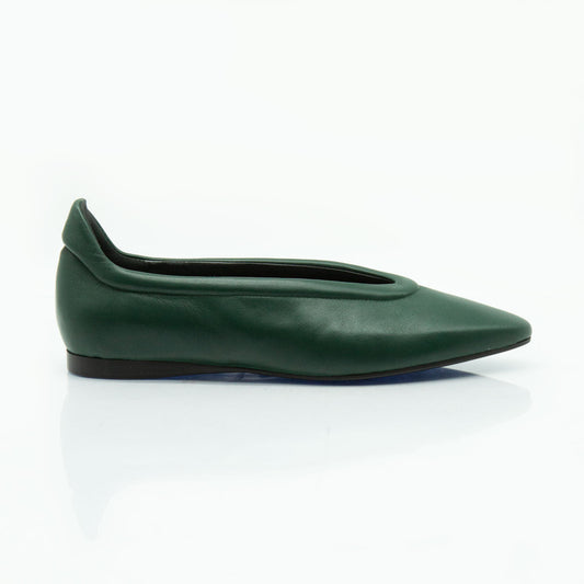 Figini - Ballerina mimimal con zeppa interna in nappa guanto verde - Figini Milano