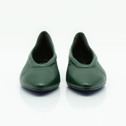 Figini - Ballerina mimimal con zeppa interna in nappa guanto verde - Figini Milano