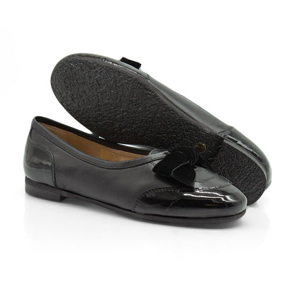 Figini - Ballerine cap-toe con fiocco in nappe e vernice nero - Figini Milano