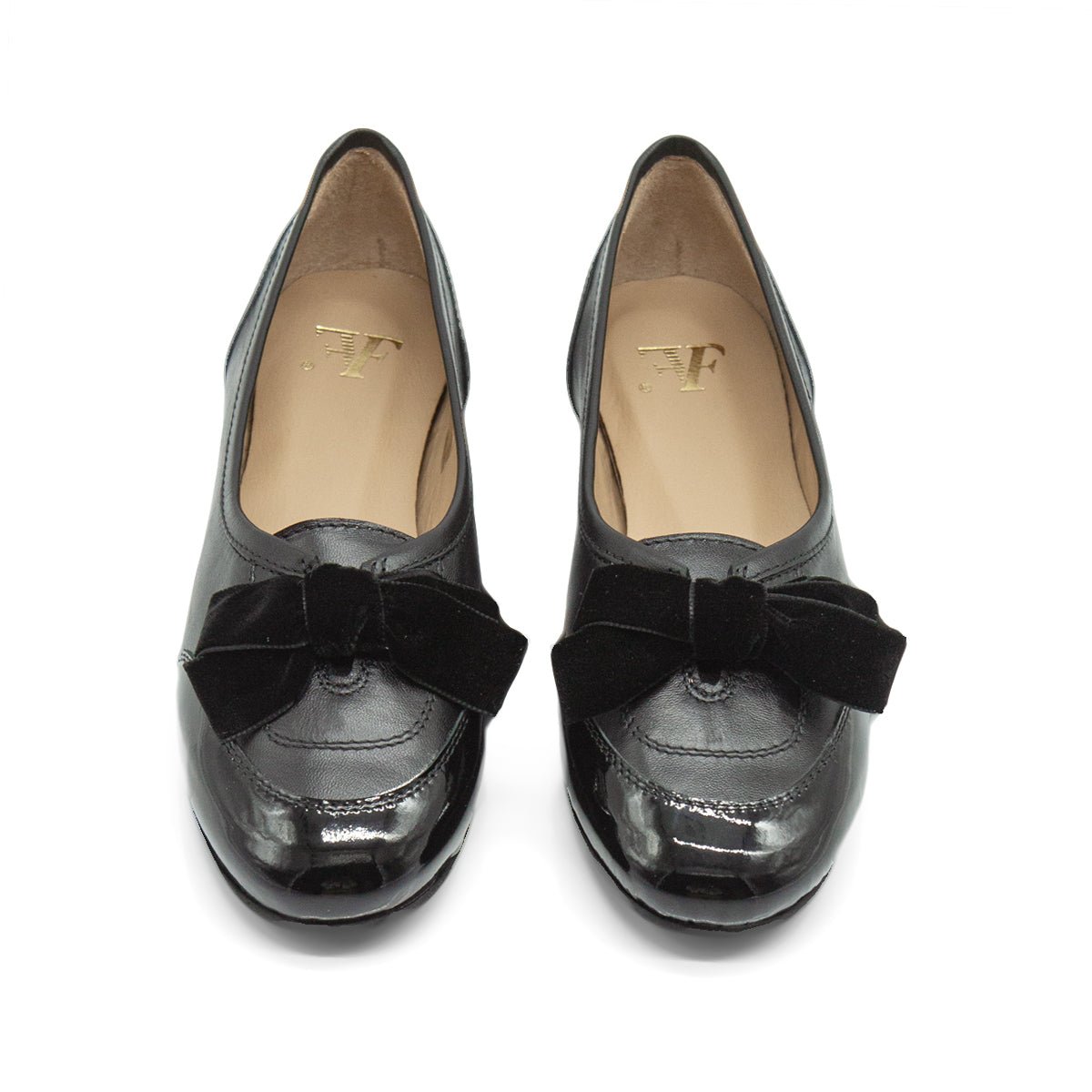 Figini - Ballerine cap-toe con fiocco in nappe e vernice nero - Figini Milano