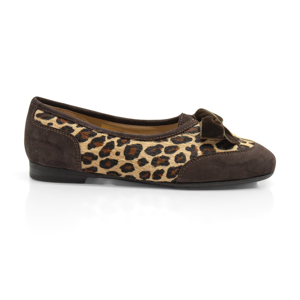 Figini - Ballerine cap-toe con fiocco in pony maculato e suede testamoro - Figini Milano