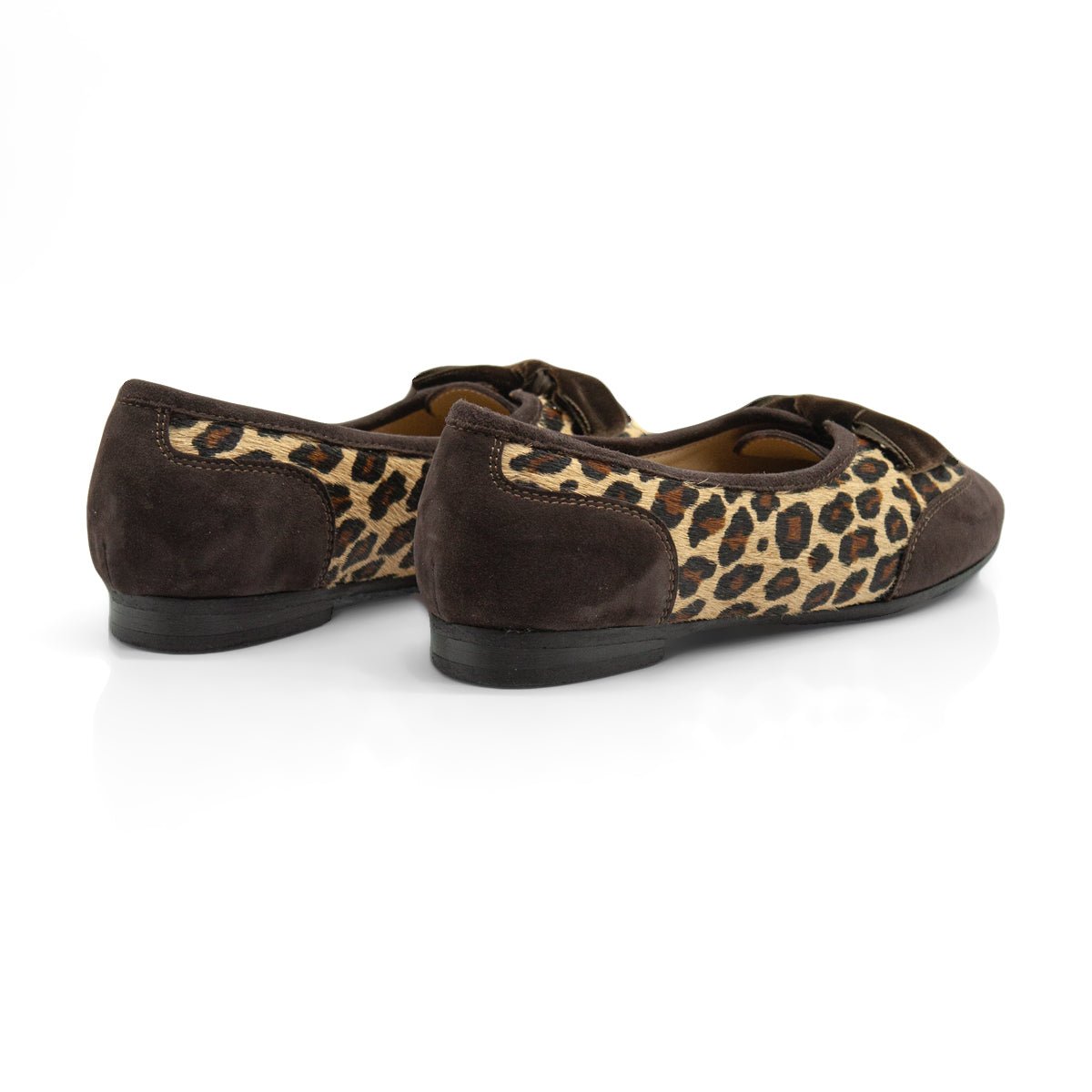Figini - Ballerine cap-toe con fiocco in pony maculato e suede testamoro - Figini Milano