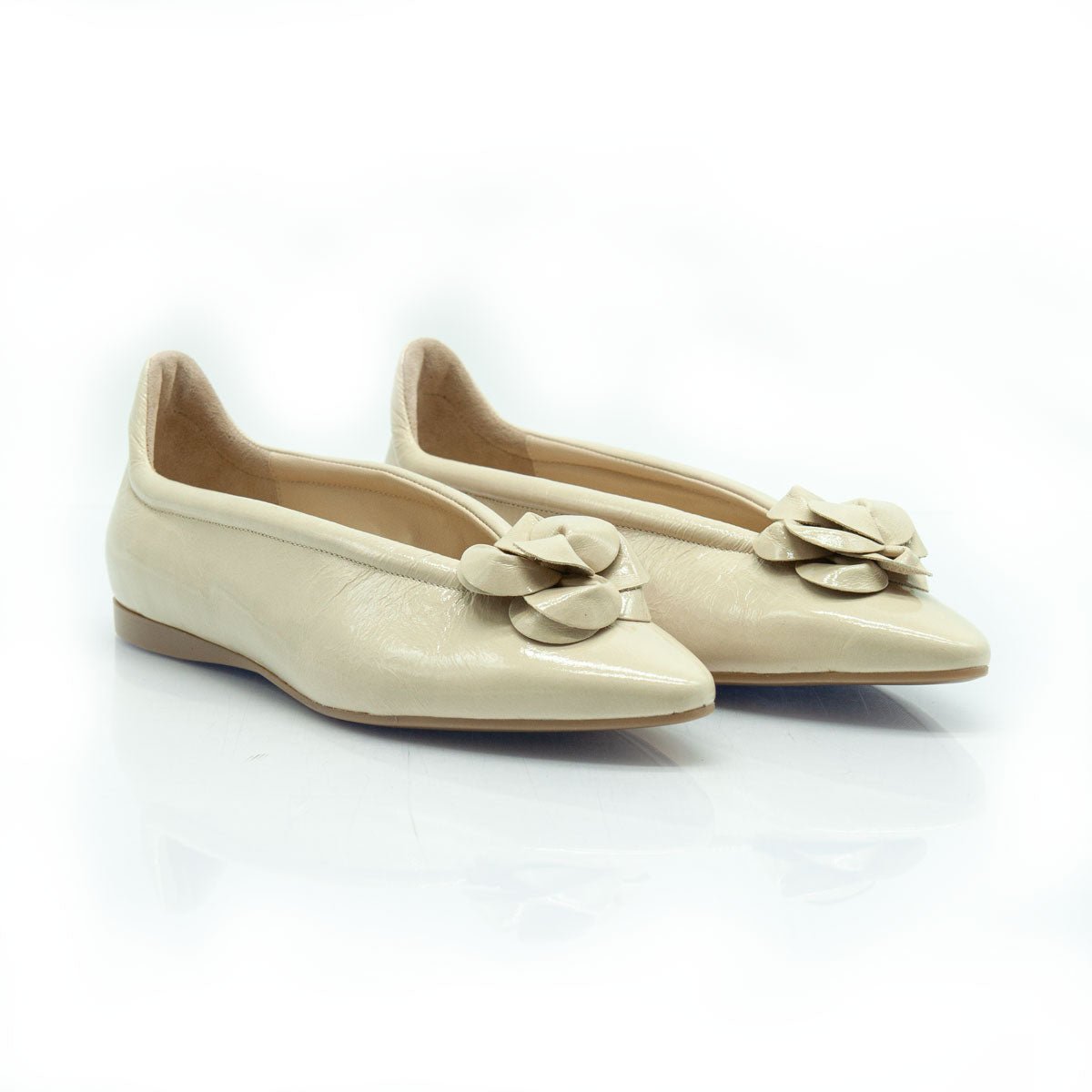 Figini - Ballerine flex con fiore in vernice beige - Figini Milano