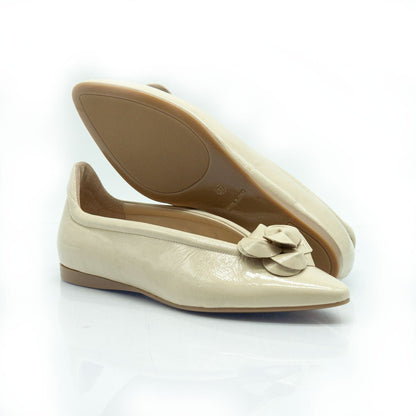 Figini - Ballerine flex con fiore in vernice beige - Figini Milano