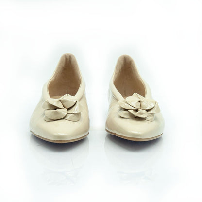 Figini - Ballerine flex con fiore in vernice beige - Figini Milano