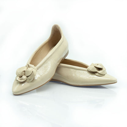 Figini - Ballerine flex con fiore in vernice beige - Figini Milano
