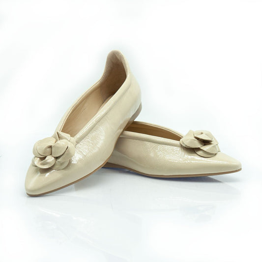 Figini - Ballerine flex con fiore in vernice beige - Figini Milano