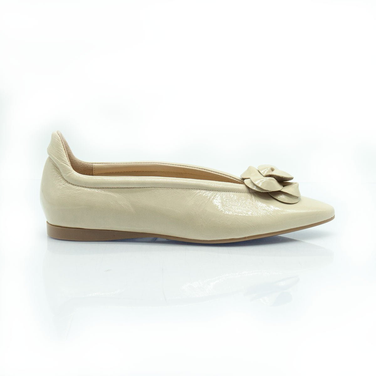 Figini - Ballerine flex con fiore in vernice beige - Figini Milano