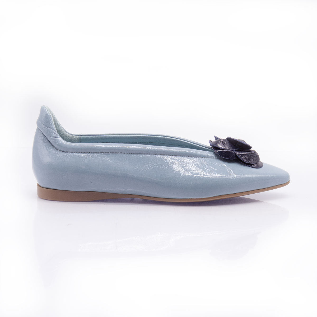 Figini - Ballerine flex con fiore in vernice blu - Figini Milano