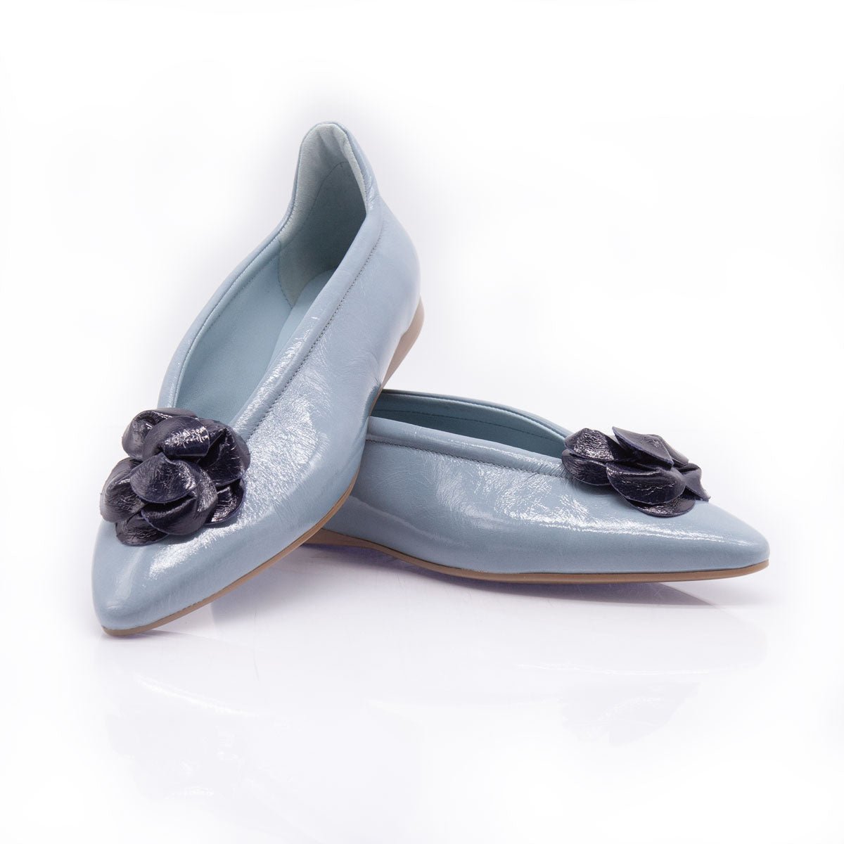 Figini - Ballerine flex con fiore in vernice blu - Figini Milano