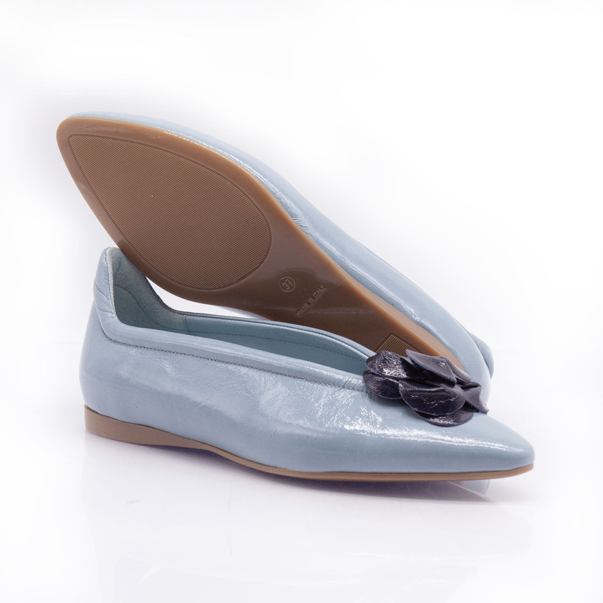 Figini - Ballerine flex con fiore in vernice blu - Figini Milano