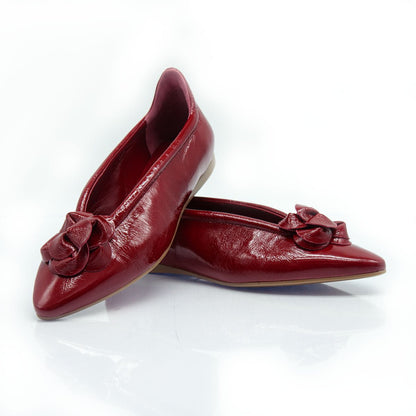 Figini - Ballerine flex con fiore in vernice rosso - Figini Milano