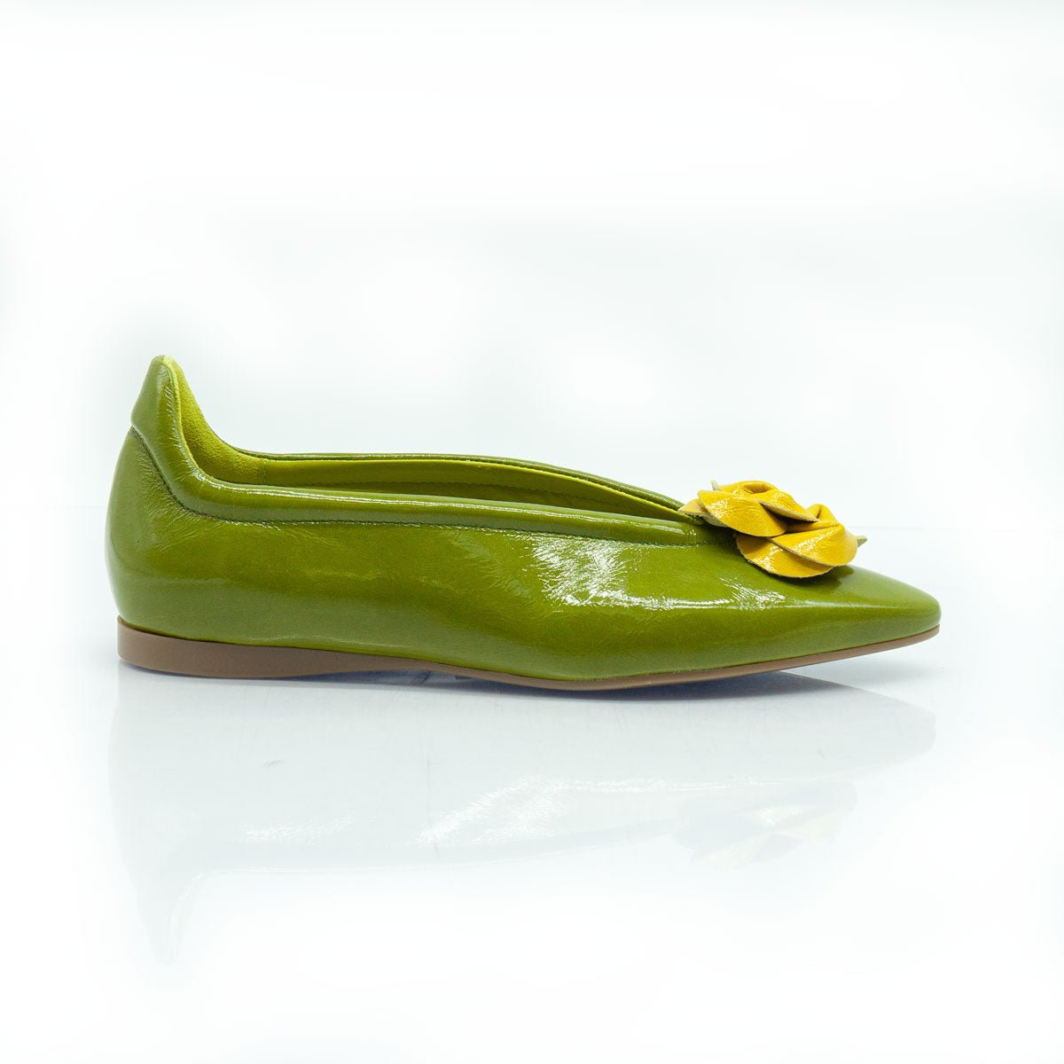 Figini - Ballerine flex con fiore in vernice verde e gialla - Figini Milano