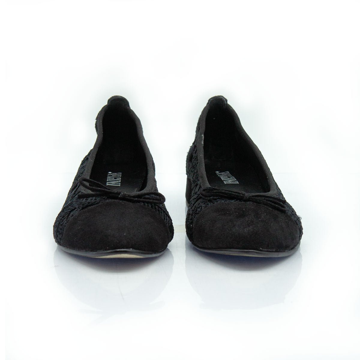 Figini - Ballerine in Tessuto Uncinetto e Camoscio Nero - Figini Milano