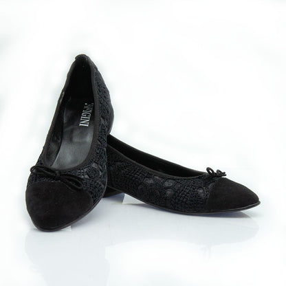 Figini - Ballerine in Tessuto Uncinetto e Camoscio Nero - Figini Milano