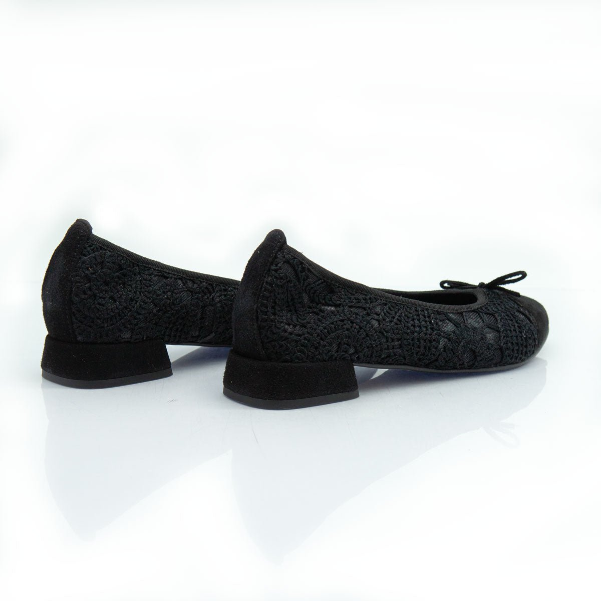 Figini - Ballerine in Tessuto Uncinetto e Camoscio Nero - Figini Milano