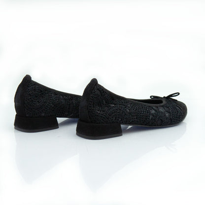 Figini - Ballerine in Tessuto Uncinetto e Camoscio Nero - Figini Milano